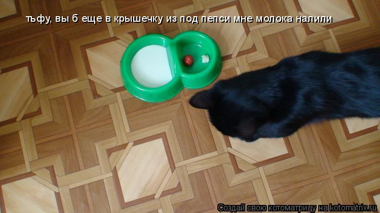 тьфу, вы б еще в крышечку из под пепси мне молока налили... Котоматрица: тьфу, вы б еще в крышечку из под пепси мне молока налили