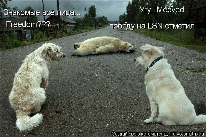 Знакомые всё лица... Freedom??? Угу...Medved победу на LSN отметил... Котоматрица: Знакомые всё лица... Freedom??? Угу...Medved победу на LSN отметил