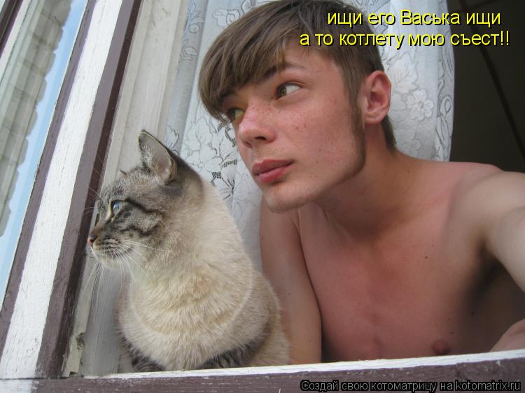 ищи его Васька ищи а то котлету мою съест!!... Котоматрица: ищи его Васька ищи а то котлету мою съест!!