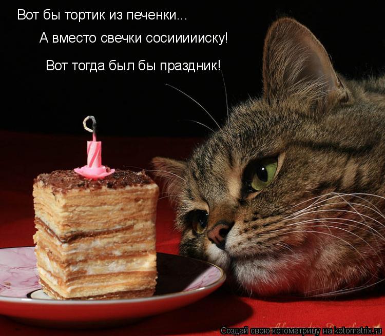 Вот бы тортик из печенки... А вместо свечки сосиииииску! Вот тогда был бы праздник!... Котоматрица: Вот бы тортик из печенки... А вместо свечки сосиииииску! Вот тогда был бы праздник!