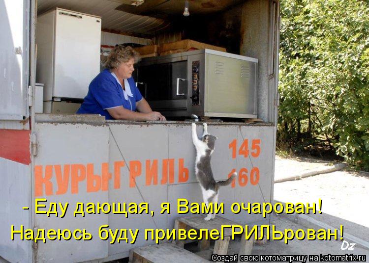 - Еду дающая, я Вами очарован! Надеюсь буду привелеГРИЛЬрован!... Котоматрица: - Еду дающая, я Вами очарован! Надеюсь буду привелеГРИЛЬрован!