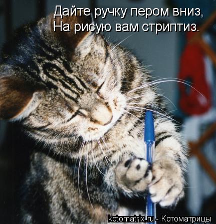 Дайте ручку пером вниз, На рисую вам стриптиз.... Котоматрица: Дайте ручку пером вниз, На рисую вам стриптиз.