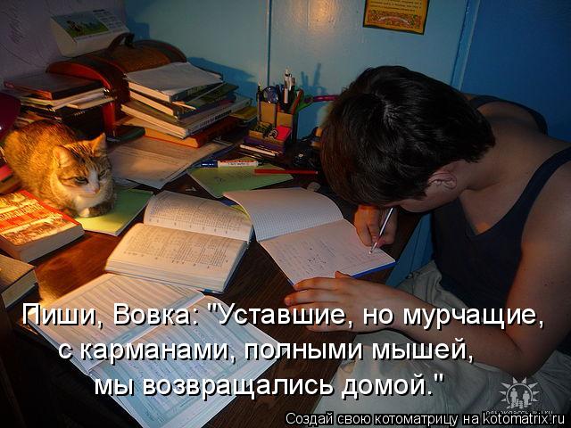 Пиши, Вовка: "Уставшие, но мурчащие, с карманами, полными мышей, мы возвращались домой."... Котоматрица: Пиши, Вовка: "Уставшие, но мурчащие, с карманами, полными мышей, мы возвращались домой."