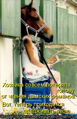 Хозяйка совсем потеряла голову от чтения дамских романов... одалживать свою... Вот, теперь приходитс... Котоматрица: Хозяйка совсем потеряла голову от чтения дамских романов... одалживать свою... Вот, теперь приходится