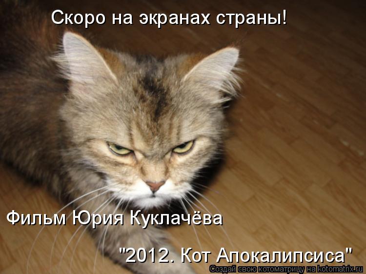 Скоро на экранах страны! Фильм Юрия Куклачёва "2012. Кот Апокалипсиса"... Котоматрица: Скоро на экранах страны! Фильм Юрия Куклачёва "2012. Кот Апокалипсиса"