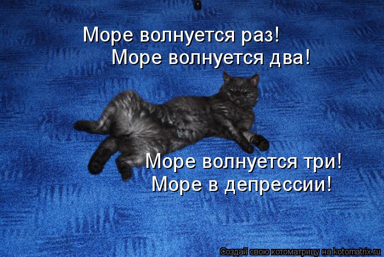 Котоматрица: Море волнуется раз! Море волнуется два! Море волнуется три! Море в депрессии!