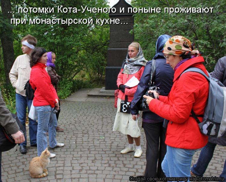 ... потомки Кота-Ученого и поныне проживают при монастырской кухне...... Котоматрица: ... потомки Кота-Ученого и поныне проживают при монастырской кухне...