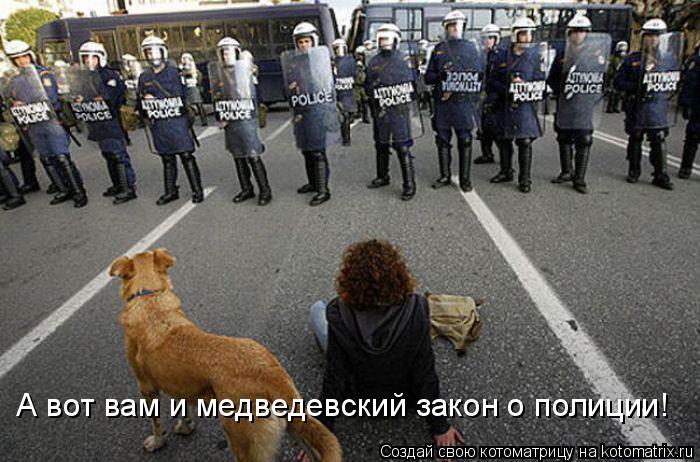 А вот вам и медведевский закон о полиции!... Котоматрица: А вот вам и медведевский закон о полиции!