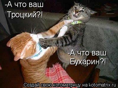 -А что ваш Троцкий?! -А что ваш Бухарин?!... Котоматрица: -А что ваш Троцкий?! -А что ваш Бухарин?!