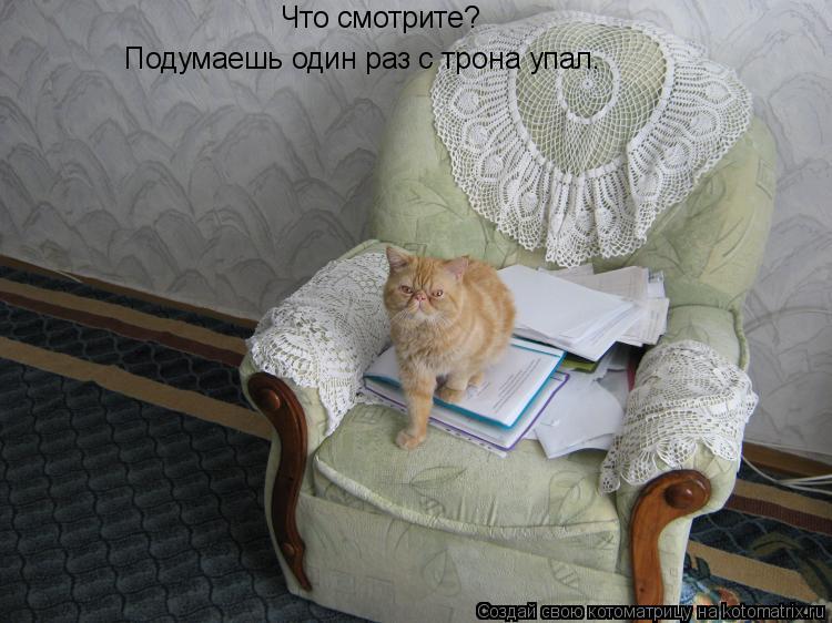 Котоматрица: Что смотрите? Подумаешь один раз с трона упал.