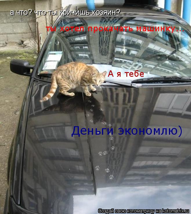 а что? что ты кричишь хозяин? ты хотел прокачать машинку... А я тебе Деньги экономлю)... Котоматрица: а что? что ты кричишь хозяин? ты хотел прокачать машинку... А я тебе Деньги экономлю)
