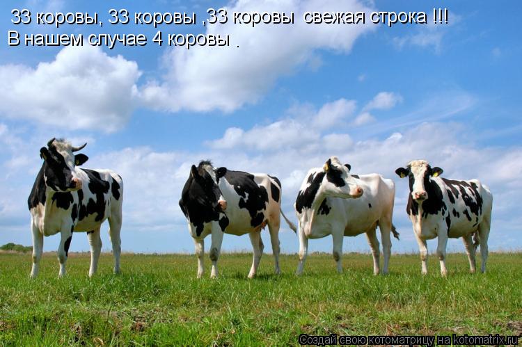 33 коровы, 33 коровы ,33 коровы свежая строка !!! В нашем случае 4 коровы .... Котоматрица: 33 коровы, 33 коровы ,33 коровы свежая строка !!! В нашем случае 4 коровы .