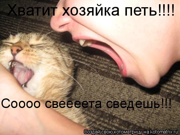 Хватит хозяйка петь!!!! Соооо свеееета сведешь!!!... Котоматрица: Хватит хозяйка петь!!!! Соооо свеееета сведешь!!!