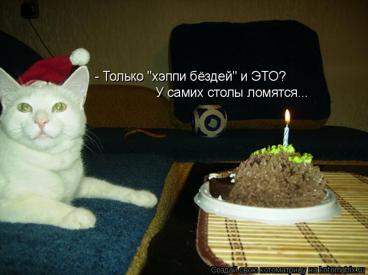 Котоматрица: - Только "хэппи бёздей" и ЭТО? У самих столы ломятся...