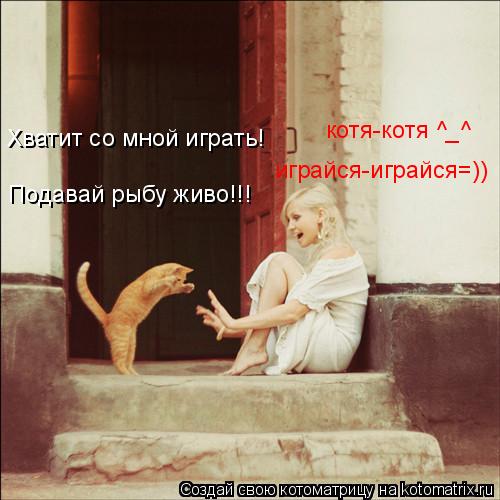 Хватит со мной играть! Подавай рыбу живо!!! котя-котя ^_^ играйся-играйся=))... Котоматрица: Хватит со мной играть! Подавай рыбу живо!!! котя-котя ^_^ играйся-играйся=))