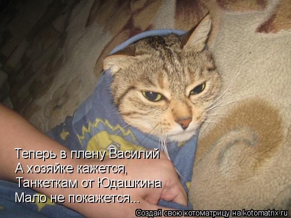 Теперь в плену Василий А хозяйке кажется, Танкеткам от Юдашкина Мало не покажется...... Котоматрица: Теперь в плену Василий А хозяйке кажется, Танкеткам от Юдашкина Мало не покажется...