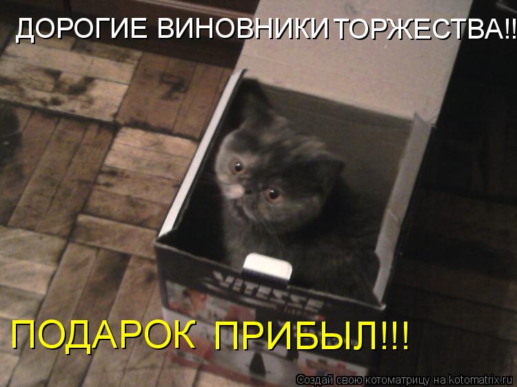 Котоматрица: ДОРОГИЕ  ВИНОВНИКИ ТОРЖЕСТВА!!! ПОДАРОК ПРИБЫЛ!!!