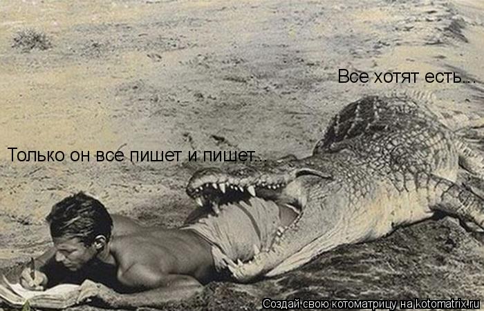 Котоматрица: Все хотят есть... Только он все пишет и пишет...