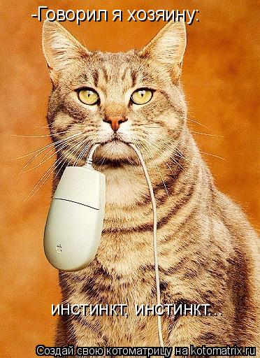 Котоматрица: -Говорил я хозяину: инстинкт, инстинкт...