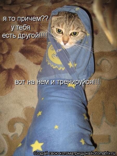 Котоматрица: я то причем?? у тебя  вот на нем и тренируйся!!! есть другой!!!!