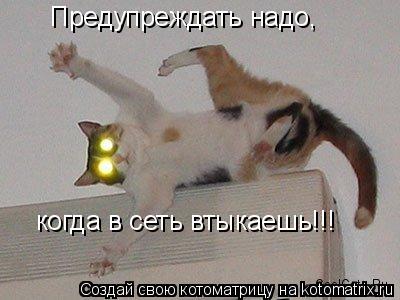 Котоматрица: Предупреждать надо, когда в сеть втыкаешь!!!