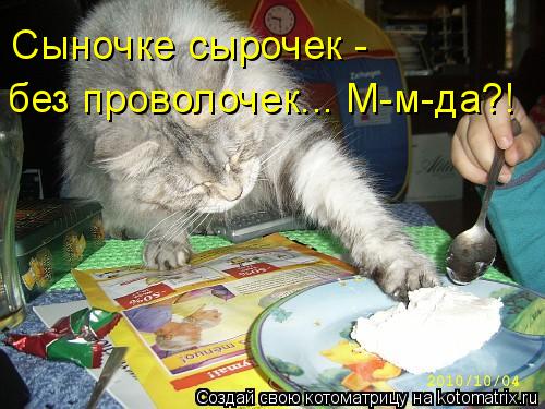 Котоматрица: Сыночке сырочек - без проволочек... М-м-да?!