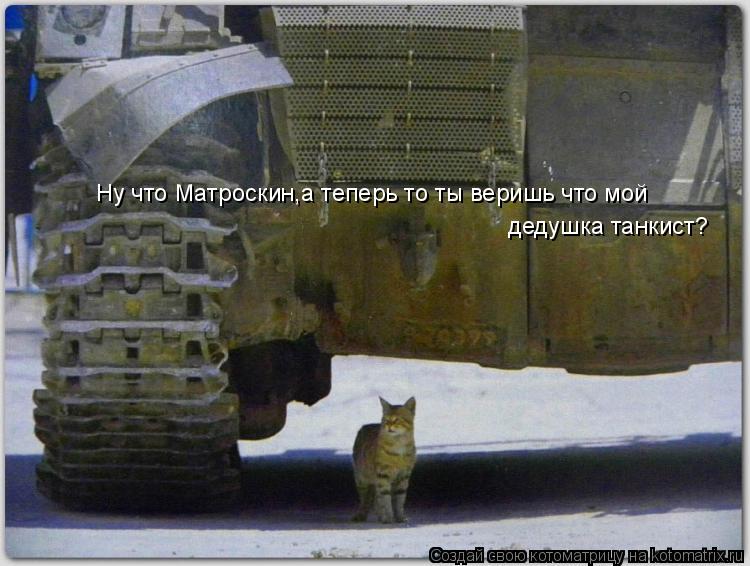 Ну что Матроскин,а теперь то ты веришь что мой дедушка танкист?... Котоматрица: Ну что Матроскин,а теперь то ты веришь что мой дедушка танкист?