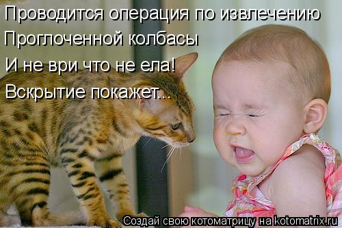 Проводится операция по извлечению Проглоченной колбасы И не ври что не ела! Вскрытие покажет...... Котоматрица: Проводится операция по извлечению Проглоченной колбасы И не ври что не ела! Вскрытие покажет...
