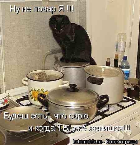 Будеш есть , что сврю, и когда ТЫ уже женишся!!! Ну не повар Я !!!... Котоматрица: Будеш есть , что сврю, и когда ТЫ уже женишся!!! Ну не повар Я !!!