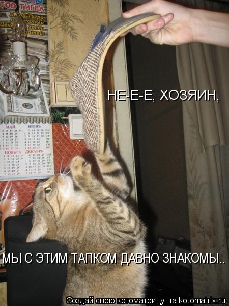 НЕ-Е-Е, ХОЗЯИН, МЫ С ЭТИМ ТАПКОМ ДАВНО ЗНАКОМЫ..... Котоматрица: НЕ-Е-Е, ХОЗЯИН, МЫ С ЭТИМ ТАПКОМ ДАВНО ЗНАКОМЫ..