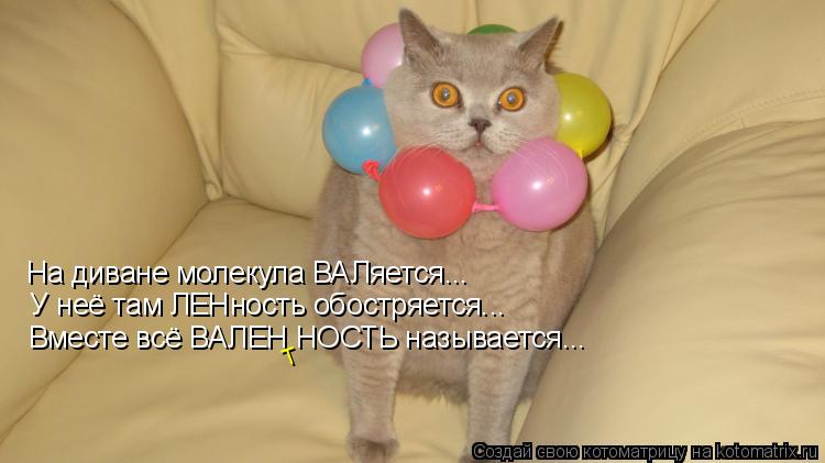 На диване молекула ВАЛяется... У неё там ЛЕНность обостряется... Вместе всё ВАЛЕН НОСТЬ называется...... Котоматрица: На диване молекула ВАЛяется... У неё там ЛЕНность обостряется... Вместе всё ВАЛЕН НОСТЬ называется... т