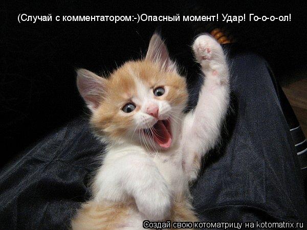 (Случай с комментатором:-)Опасный момент! Удар! Го-о-о-ол!... Котоматрица: (Случай с комментатором:-)Опасный момент! Удар! Го-о-о-ол!