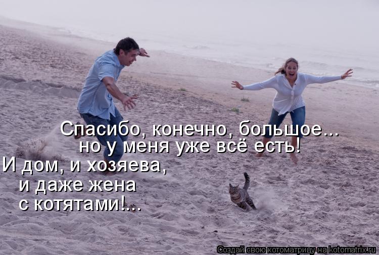 Спасибо, конечно, большое... но у меня уже всё есть! И дом, и хозяева, и даже жена с котятами!...... Котоматрица: Спасибо, конечно, большое... но у меня уже всё есть! И дом, и хозяева, и даже жена с котятами!...