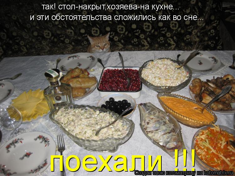 так! стол-накрыт,хозяева-на кухне... поехали !!! и эти обстоятельства сложились как во сне...... Котоматрица: так! стол-накрыт,хозяева-на кухне... поехали !!! и эти обстоятельства сложились как во сне...