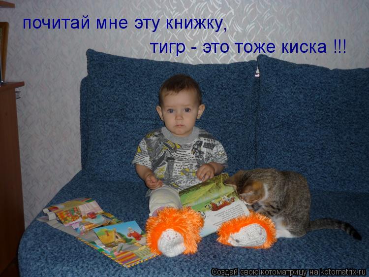 Котоматрица: почитай мне эту книжку тигр - это тоже киска !!! ,