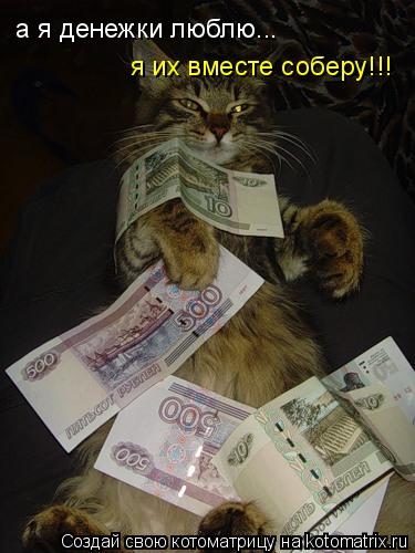 Котоматрица: а я денежки люблю... я их вместе соберу!!!