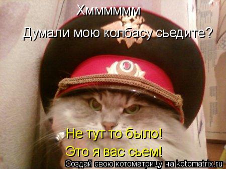 Котоматрица: Хмммммм Думали мою колбасу сьедите? Не тут то было! Это я вас сьем!
