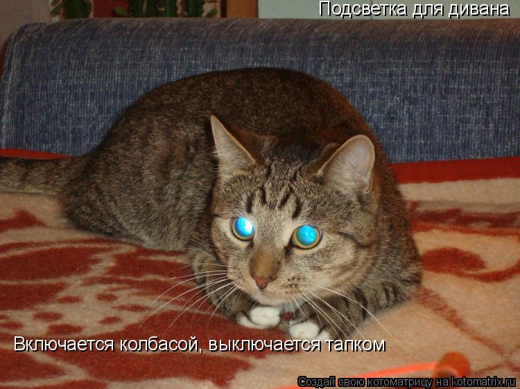 Котоматрица: Подсветка для дивана  Включается колбасой, выключается тапком