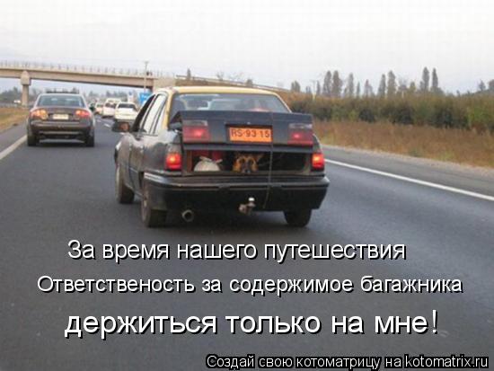 Котоматрица: За время нашего путешествия Ответственость за содержимое багажника держиться только на мне!