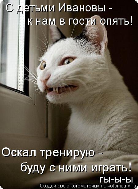 Котоматрица: С детьми Ивановы -  к нам в гости опять! буду с ними играть! гы-ы-ы Оскал тренирую -