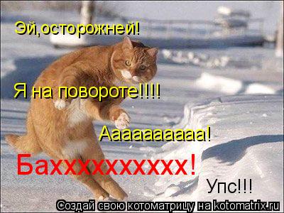 Эй,осторожней! Я на повороте!!!! Аааааааааа! Бахххххххххх! Упс!!!... Котоматрица: Эй,осторожней! Я на повороте!!!! Аааааааааа! Бахххххххххх! Упс!!!