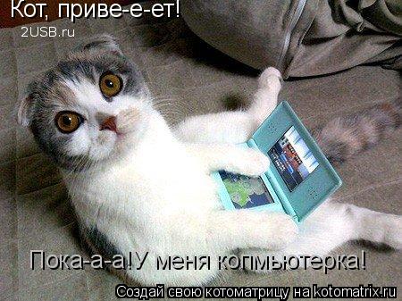 Кот, приве-е-ет! Пока-а-а!У меня копмьютерка!... Котоматрица: Кот, приве-е-ет! Пока-а-а!У меня копмьютерка!