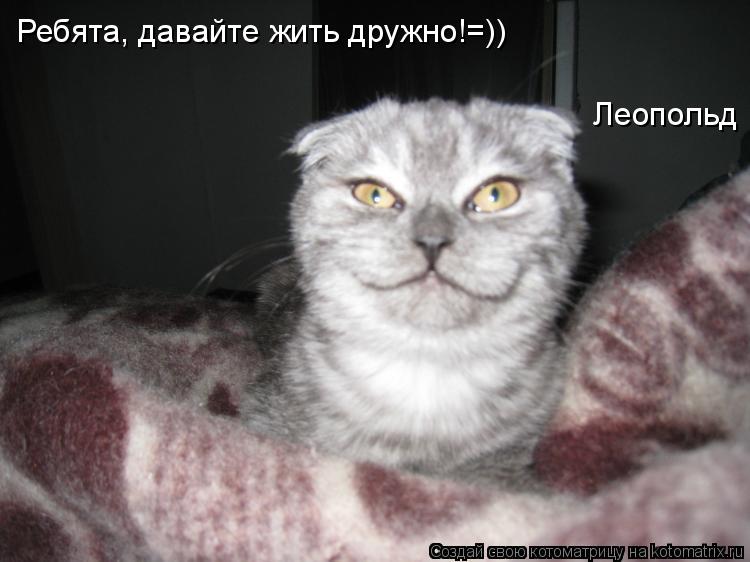 Леопольд Ребята, давайте жить дружно!=))... Котоматрица: Леопольд Ребята, давайте жить дружно!=))