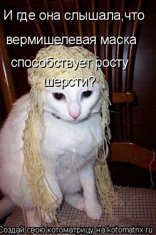 И где она слышала,что вермишелевая маска вермишелевая маска способствует росту шерсти?... Котоматрица: И где она слышала,что вермишелевая маска вермишелевая маска способствует росту шерсти?