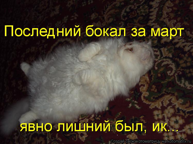 Последний бокал за март явно лишний был, ик...... Котоматрица: Последний бокал за март явно лишний был, ик...