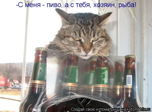 -С меня - пиво, а с тебя, хозяин, рыба!... Котоматрица: -С меня - пиво, а с тебя, хозяин, рыба!