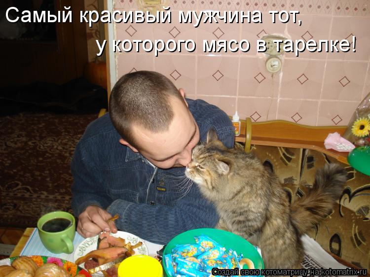 Самый красивый мужчина тот, у которого мясо в тарелке!... Котоматрица: Самый красивый мужчина тот, у которого мясо в тарелке!