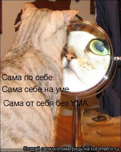 Котоматрица: Сама по себе.  Сама себе на уме.   Сама от себя без УМА.