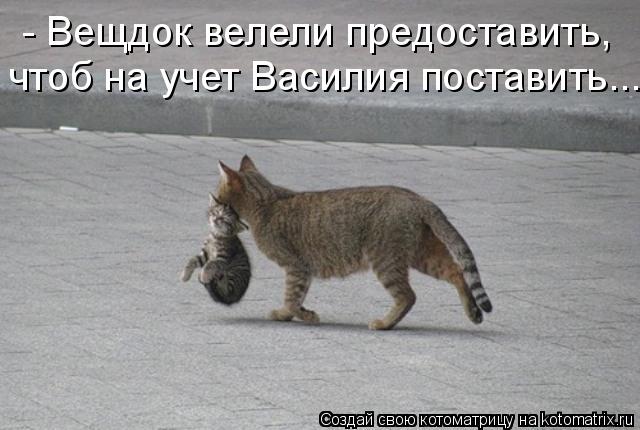 - Вещдок велели предоставить, чтоб на учет Василия поставить...... Котоматрица: - Вещдок велели предоставить, чтоб на учет Василия поставить...