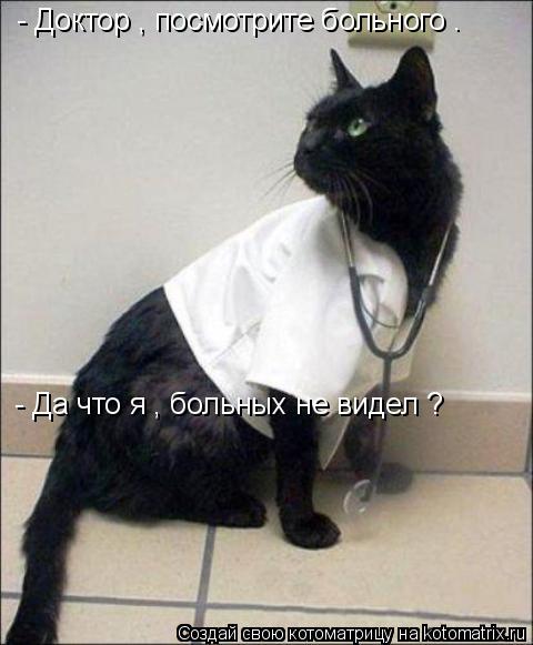 Котоматрица: - Доктор , посмотрите больного . - Да что я , больных не видел ?